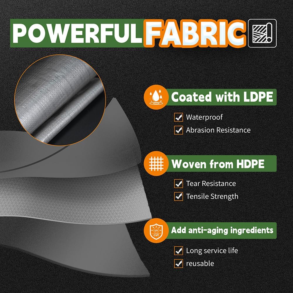RAINDEWAY 20x40 Feet Tarps Heavy Duty Waterproof,10Mil Multipurpose Tarp