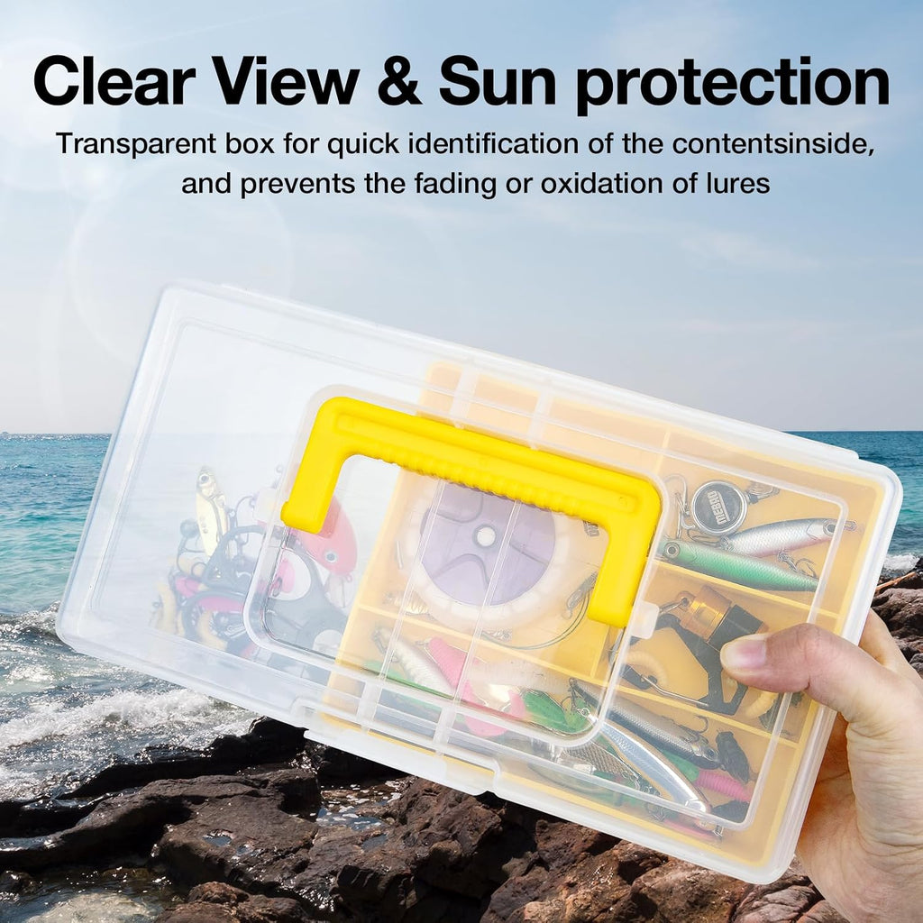 Fishing Tackle Boxes Waterproof Premium Plastic Storage Organizer Container Box with Divider Tray for Small Parts (Tackle Box Only)