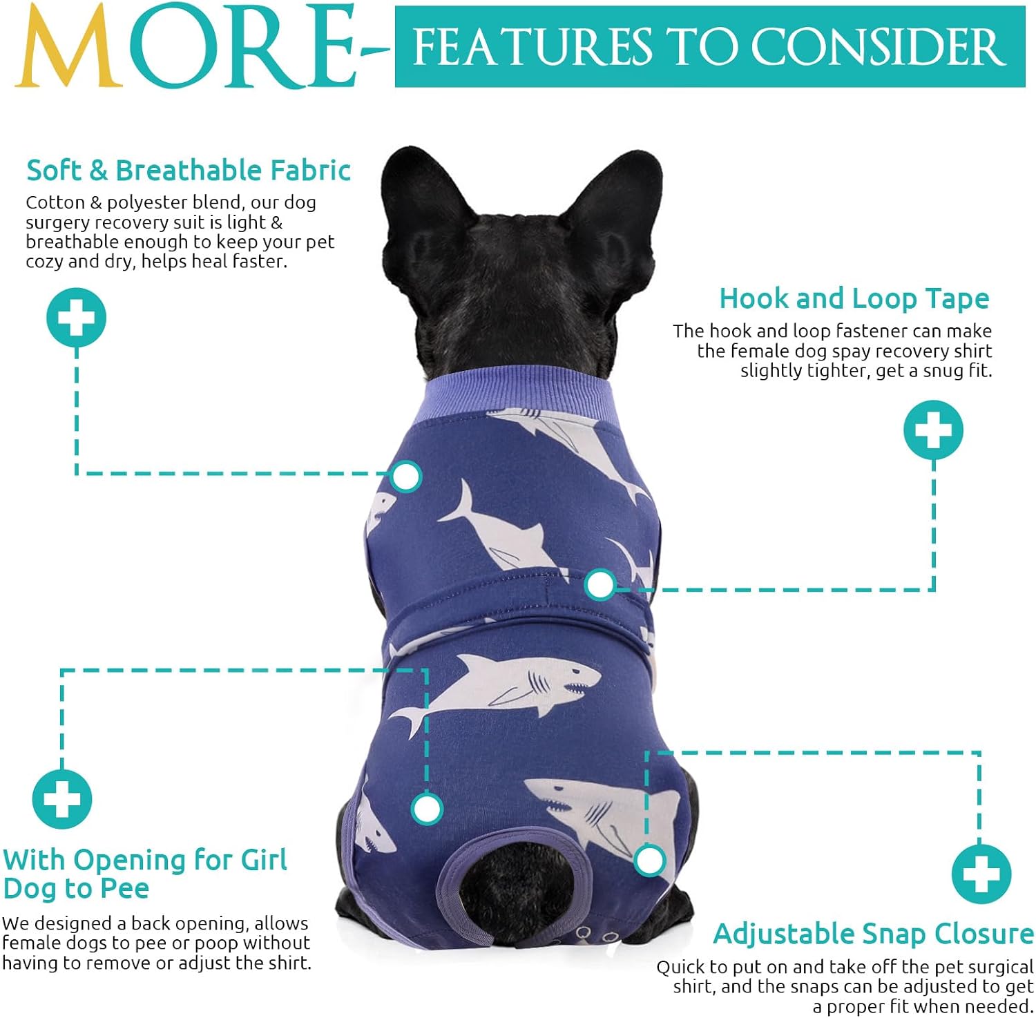 KOESON Lightweight & Soft Surgery Recovery Suit for Large Dogs Female Male