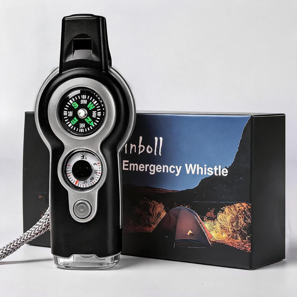 Emergency Survival Function Whistle, Outdoor Multifunctional Tool Safety Whistle with Lanyard, Ideal for Kayaking, Boating, Hiking, Camping, Climbing, Hunting, Fishing, Rescue Signaling