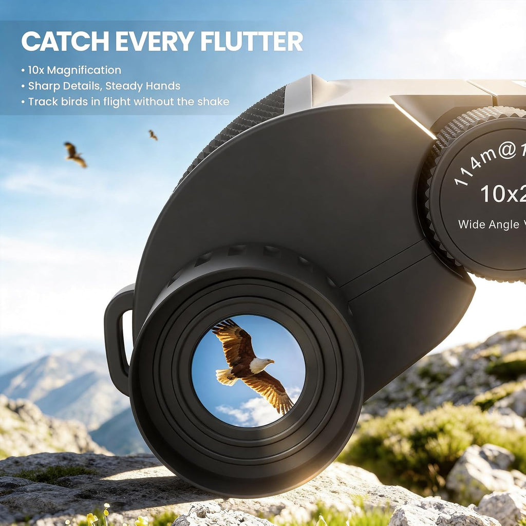 Aurosports 10x25 Compact Binoculars for Bird Watching, Cruise Ship, Travel