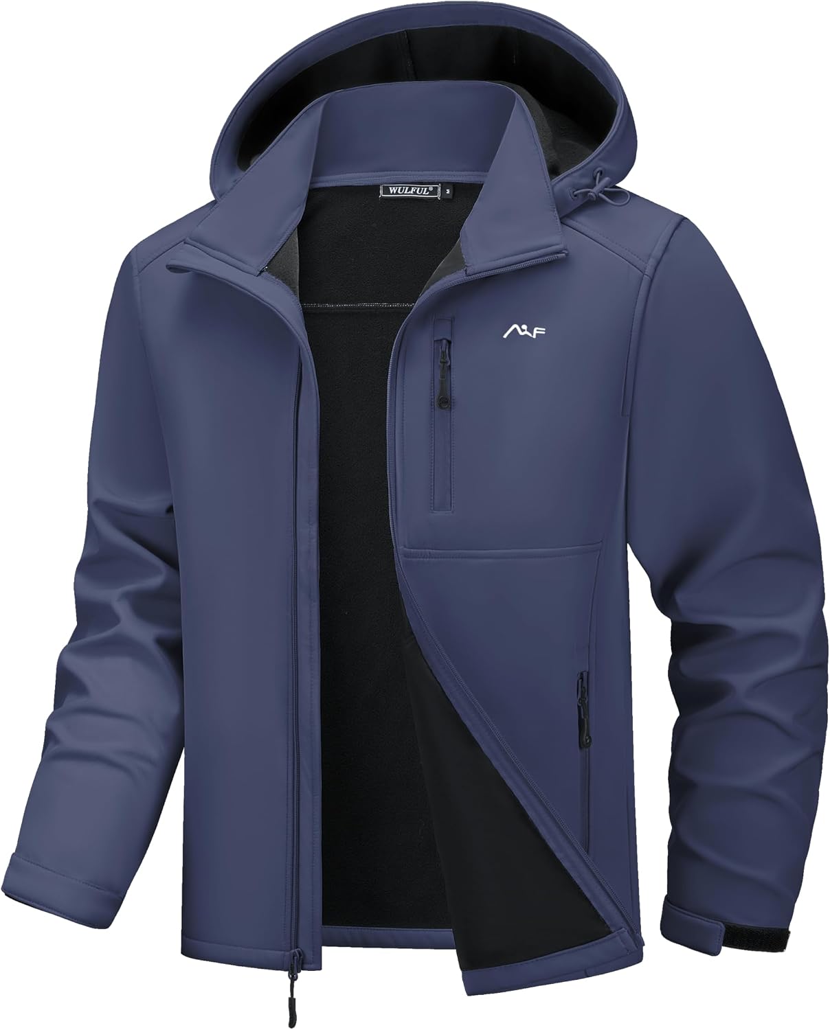 WULFUL Men's Softshell Jacket Waterproof Lightweight Insulated Windbreaker Fleece Lined Rain Shell Jacket for Hiking Travel