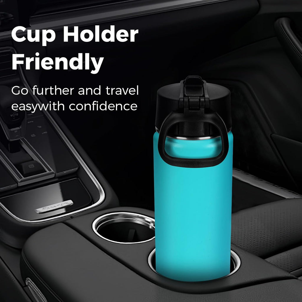 Neihepal 22 oz Insulated Water Bottle with Straw Lid, Double Walled Vacuum Stainless Steel Water Bottles Leak Proof, Wide Mouth (Mint,1 Pack)