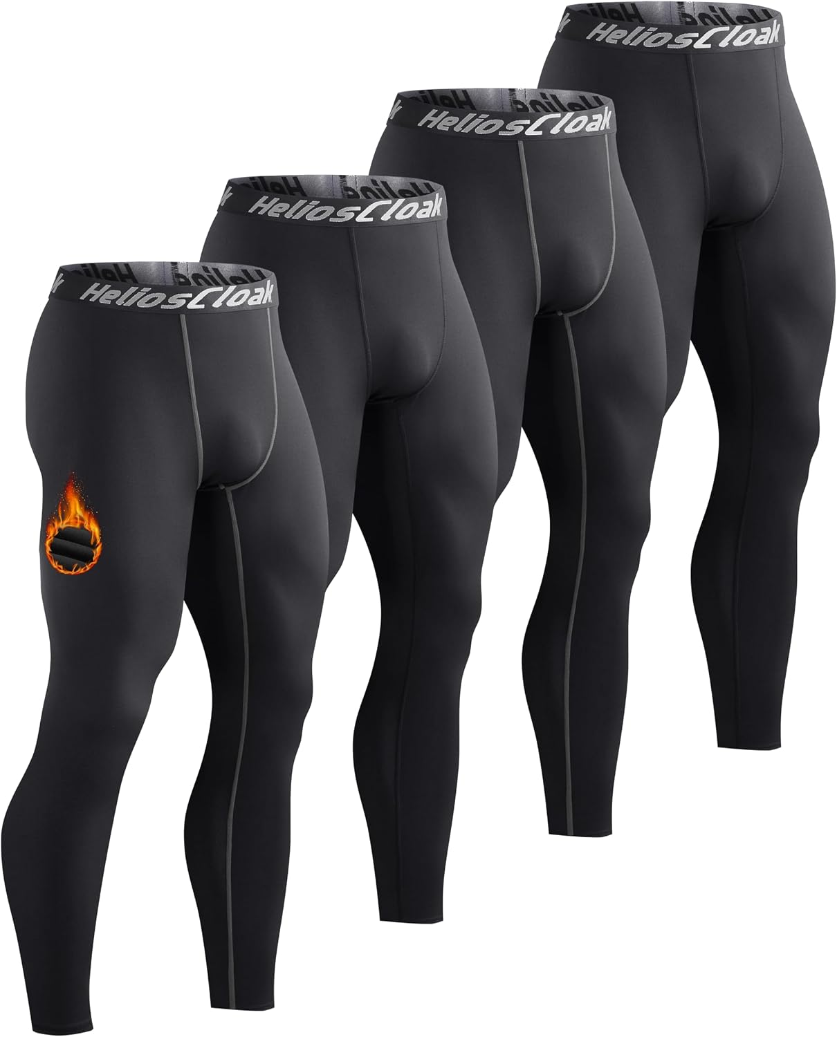 4 Pack Men's Thermal Compression Pants Fleece Lined Sports Tights Leggings Winter Athletic Baselayer Bottoms