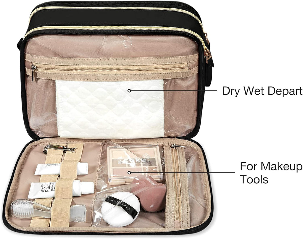 BAGSMART Toiletry Bag for Women, Medium Water-resistant, Black
