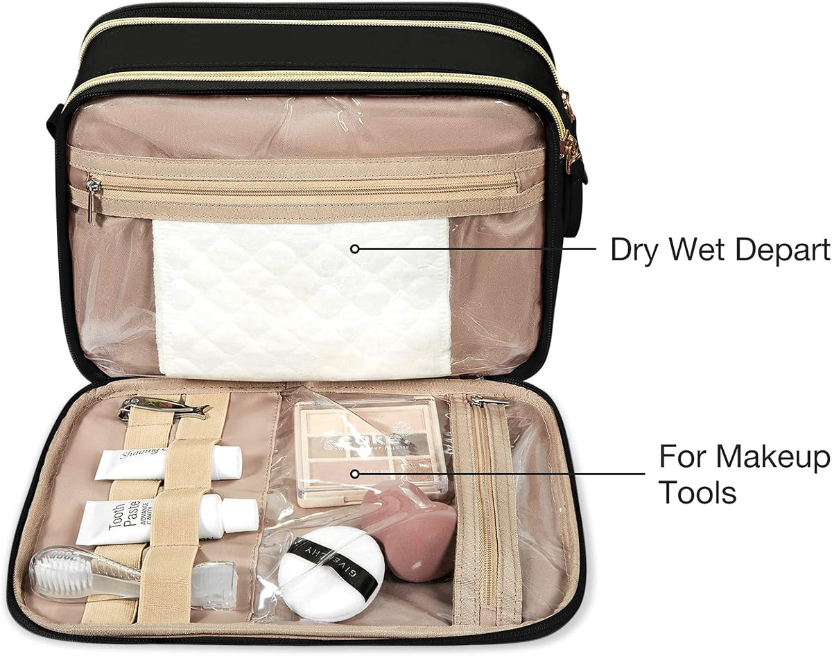 BAGSMART Toiletry Bag for Women, Medium Water-resistant, Black
