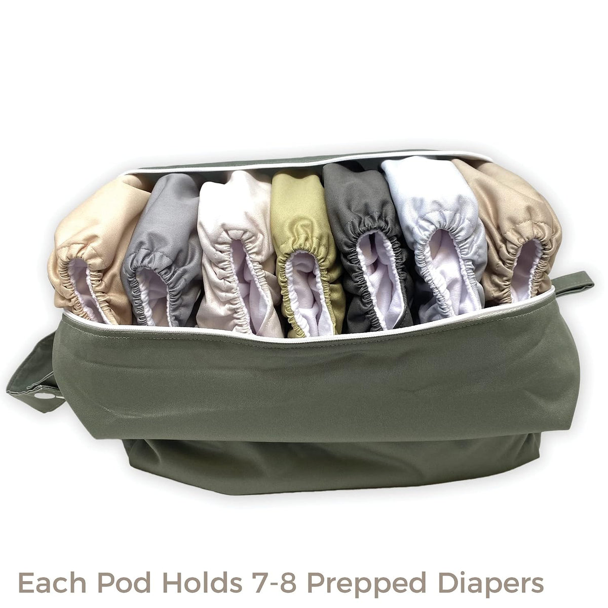 Nora's Nursery Reusable Wet Dry Diaper Pods | 2 Pack | Large Zipper Opening