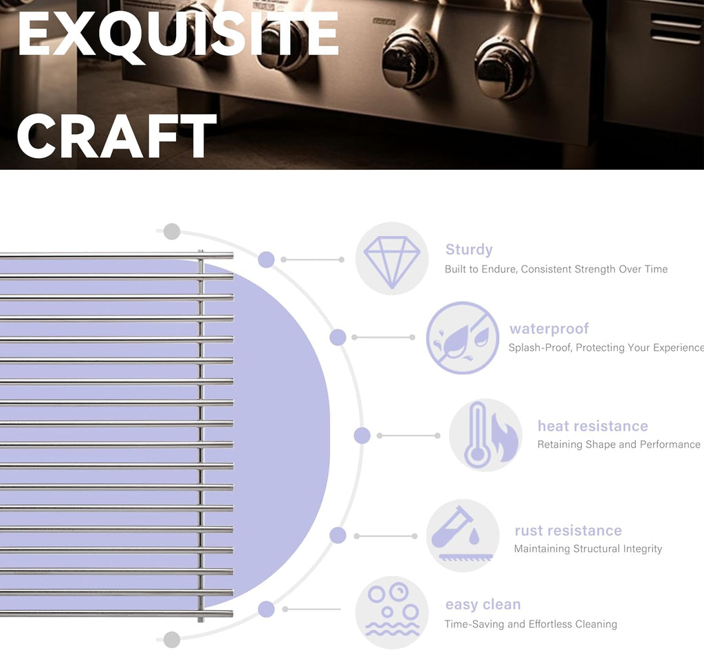2 Pc 19.5" Stainless Steel Cooking Grates for Weber Genesis 300 Series,Genesis E310 E320 E330 S310 S320 S330 EP310 EP320 EP330 Gas Grill, Cooking Grids Grates Replacement for Weber 7528/7524