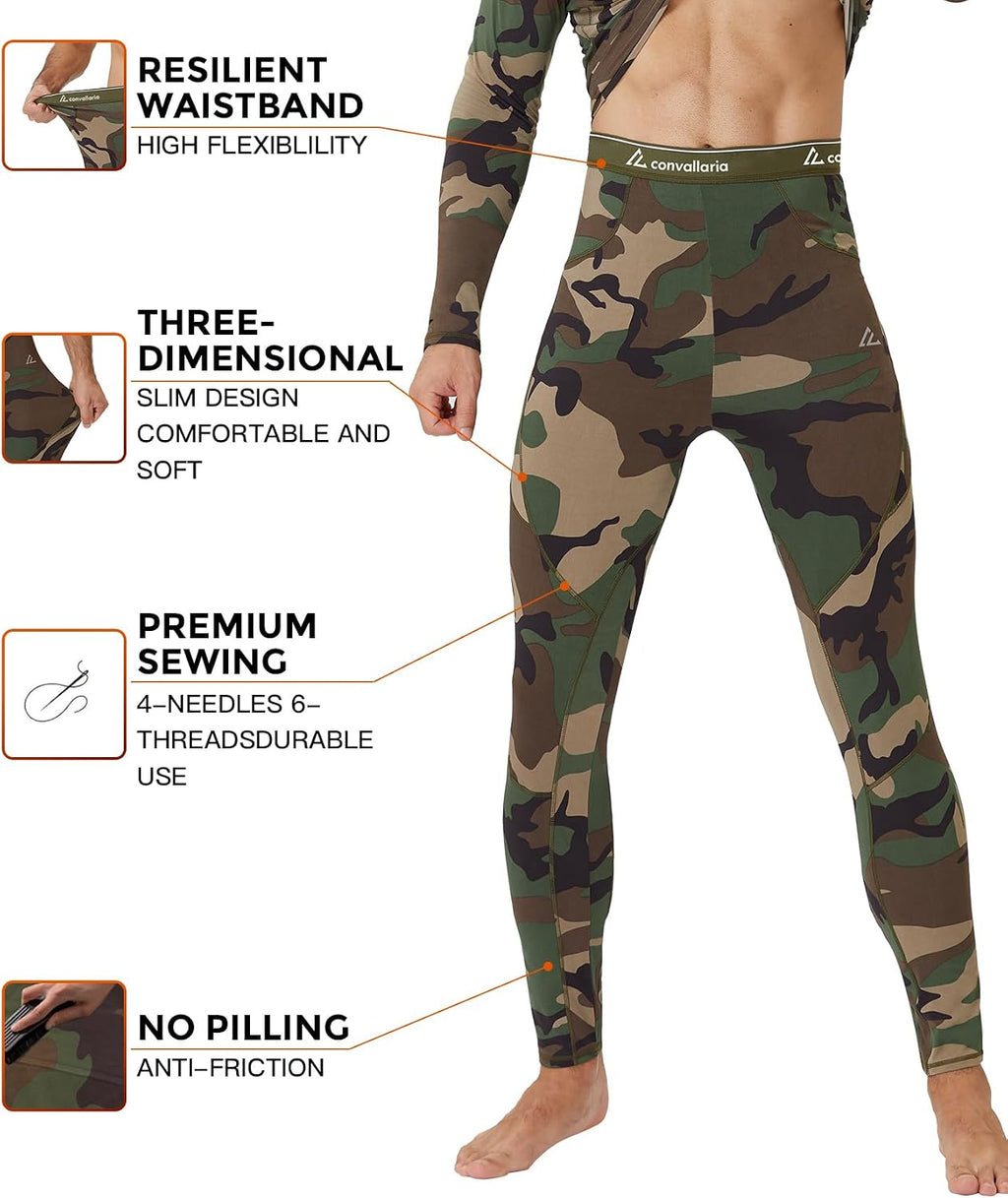 Mens Thermal Underwear Long Johns Set Cold Weather Hunting Base Layer