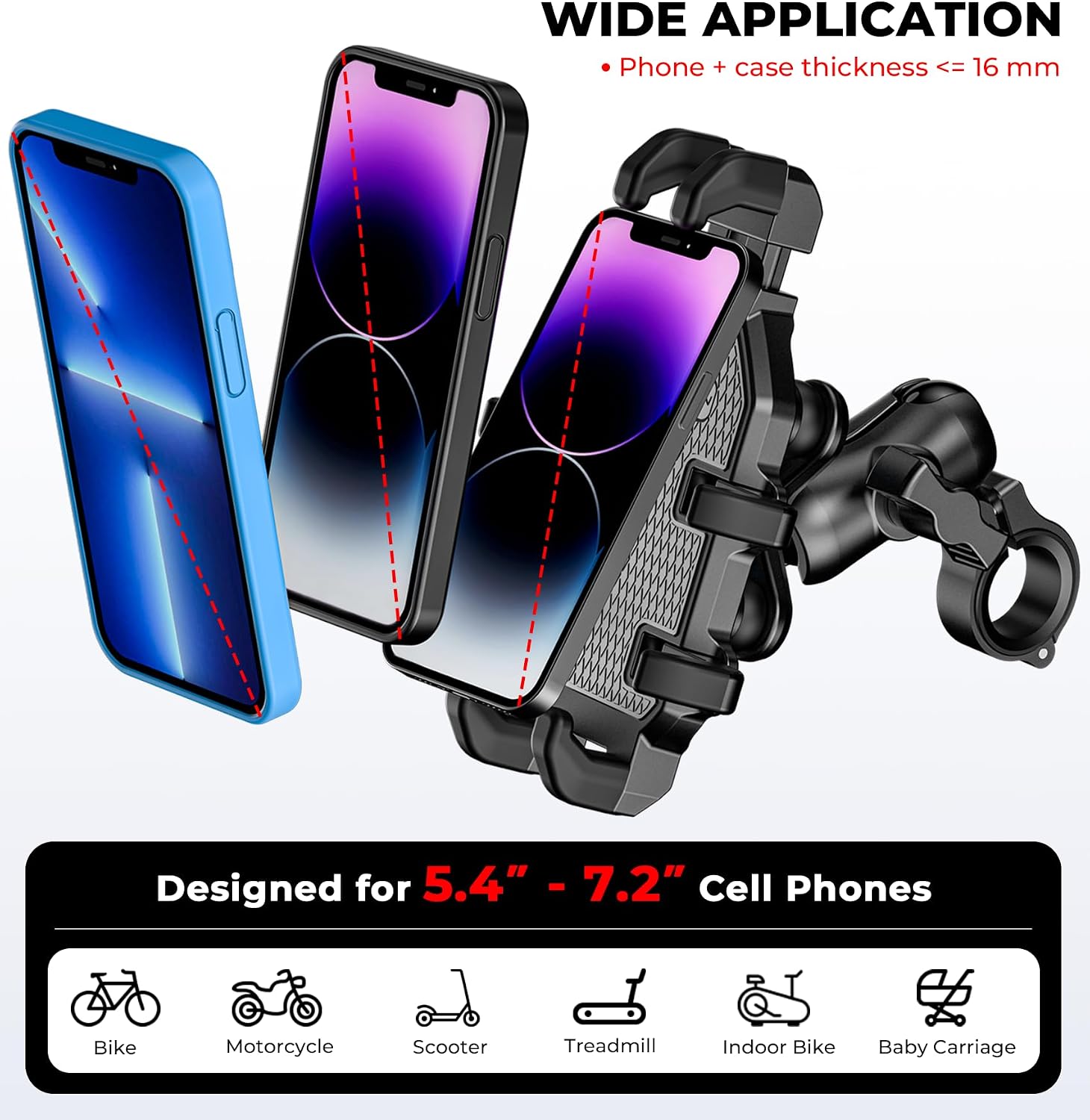 VAZESWIN Motorcycle Phone Mount Holder with Vibration Dampener