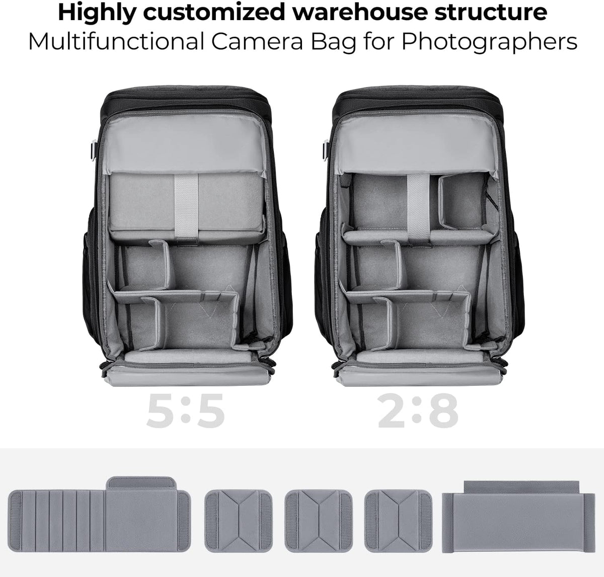 K&F CONCEPT Camera Backpack, 22L Expandable Camera Bag with Rain Cover