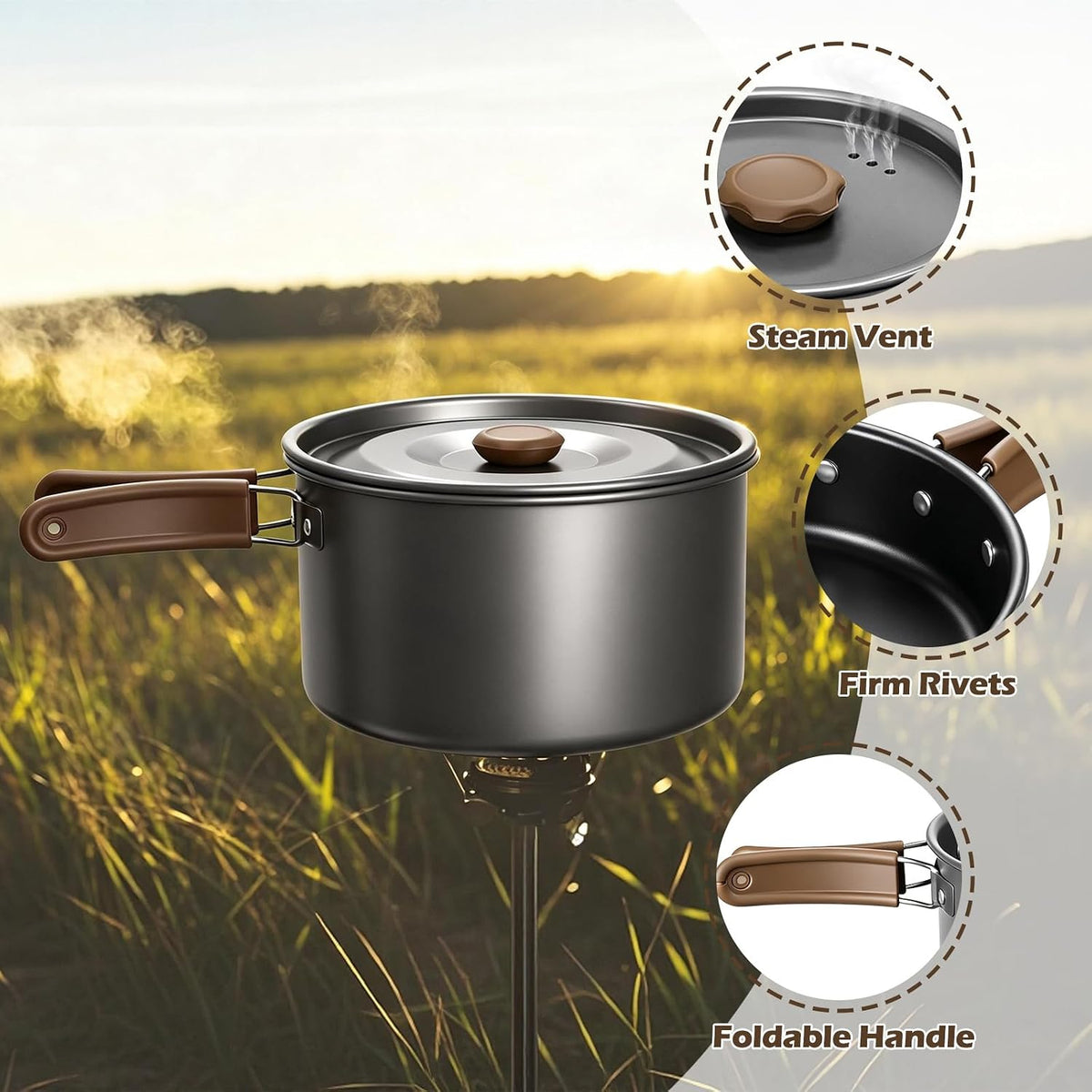 Leonyo 18PCS Camping Cookware Set, Camping Cooking Pot Pan Mess Kit