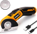 Cordless Electric Scissors, Power Cardboard Cutter with Safety Lock, Rechargeable 4V 2000mAh Electric Box Cutter for Cardboard, Fabric, Carpet, Leather, Paper, Plastic, Packages, Rotary Cutter