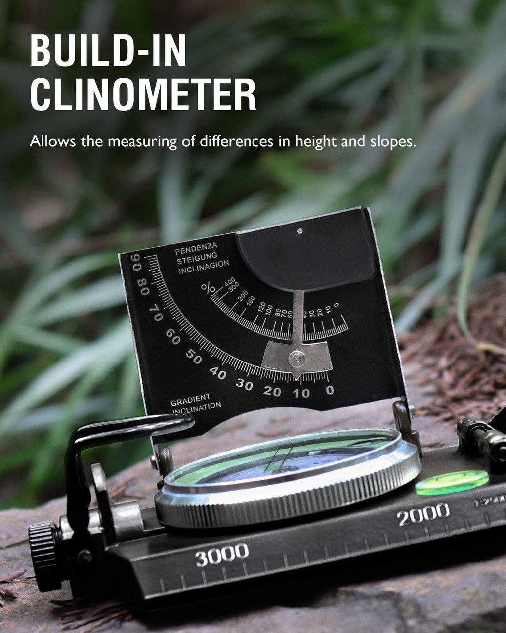 Eyeskey Multifunctional Military Sighting Navigation Compass with Inclinometer | Impact Resistant & Waterproof Compass for Hiking, Camping