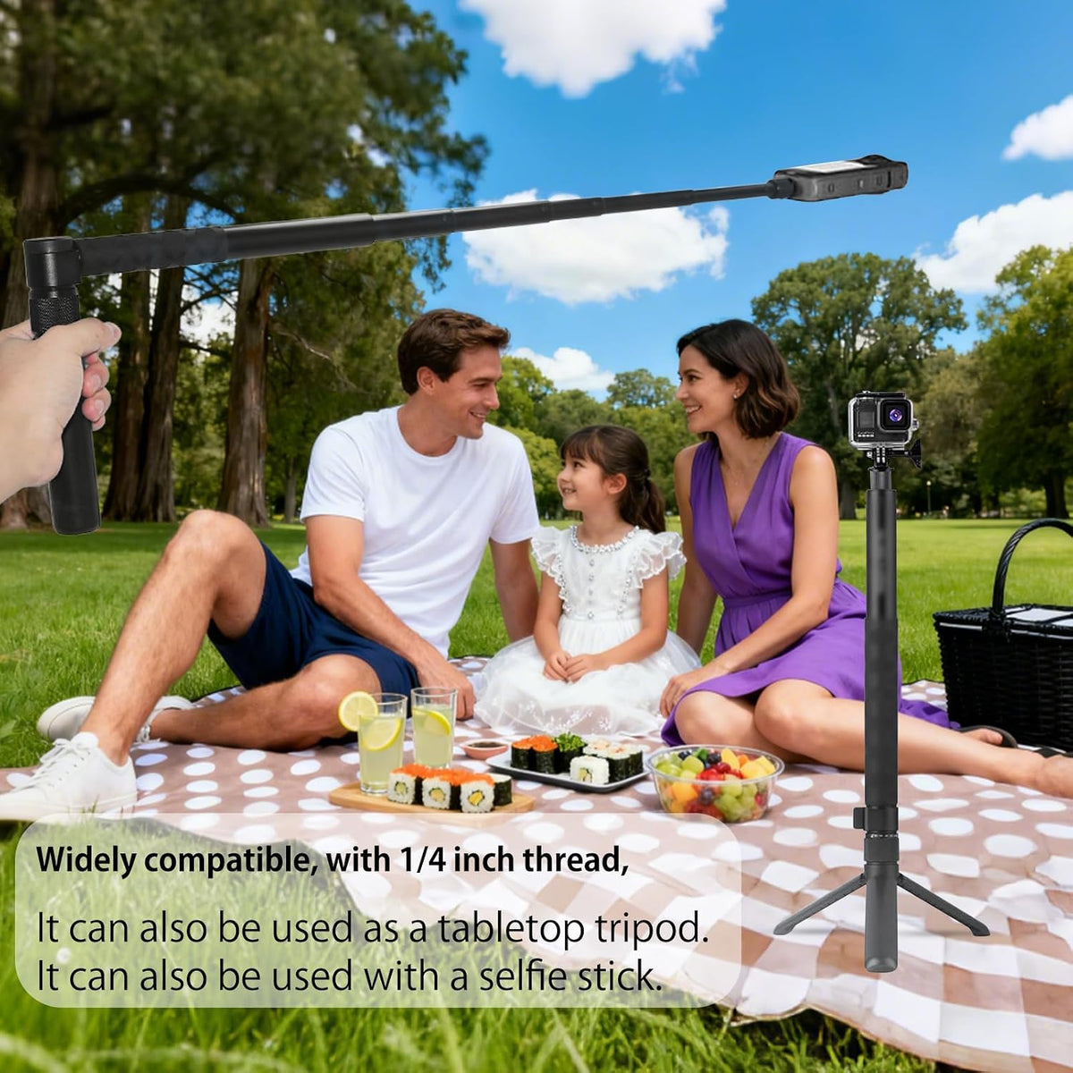 Bullet Time Handle Tripod for Insta360 X5 X4, 47" Selfie Stick