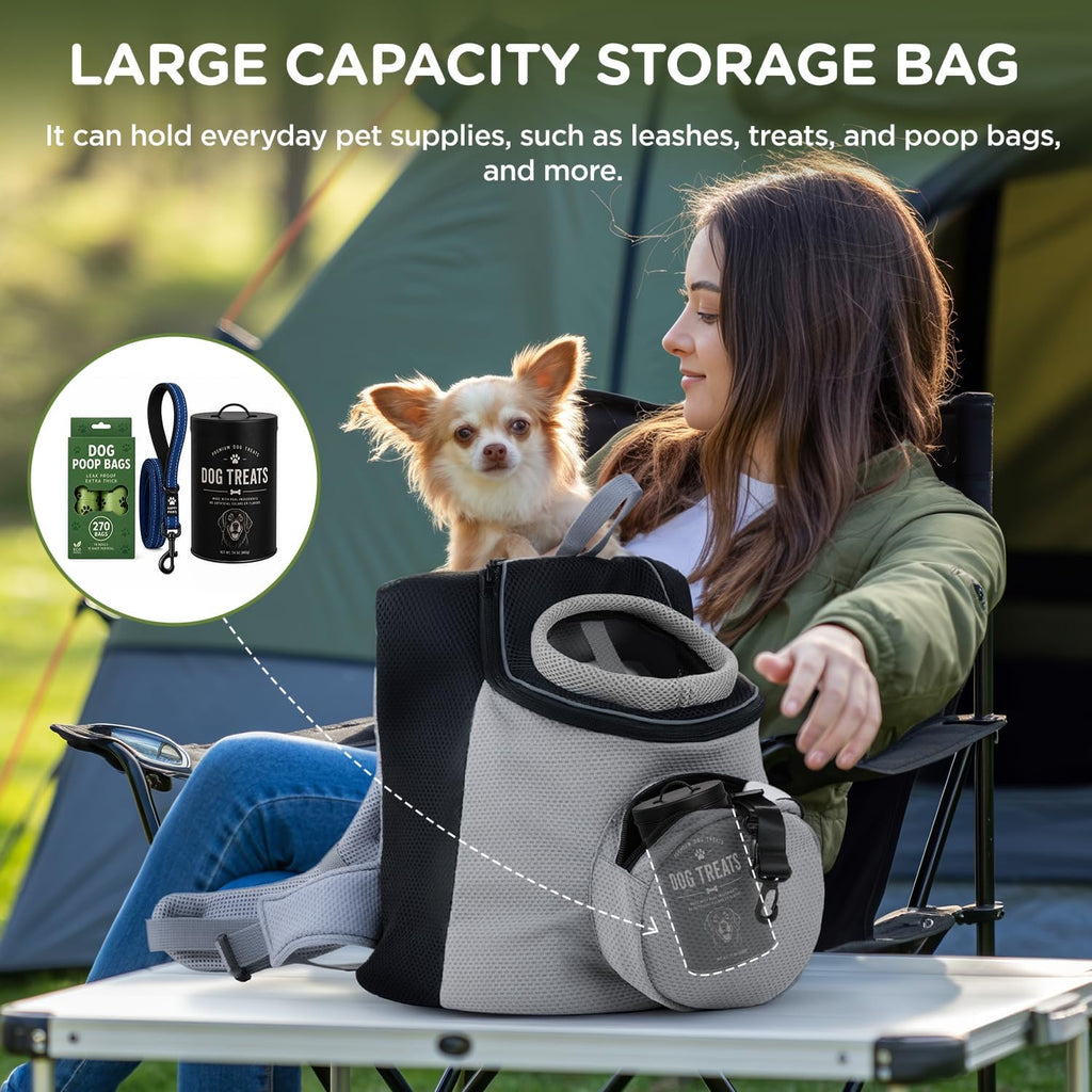 BONTHEE Pet Dog Backpack Carrier Small Pet Front Backpack,Ventilated Mesh Dog Travel Back Pack with Sturdy PE Bottom Support, Chest Buckle for Small Dogs & Cats, Outdoor Hiking for Pets Up to 10 lbs