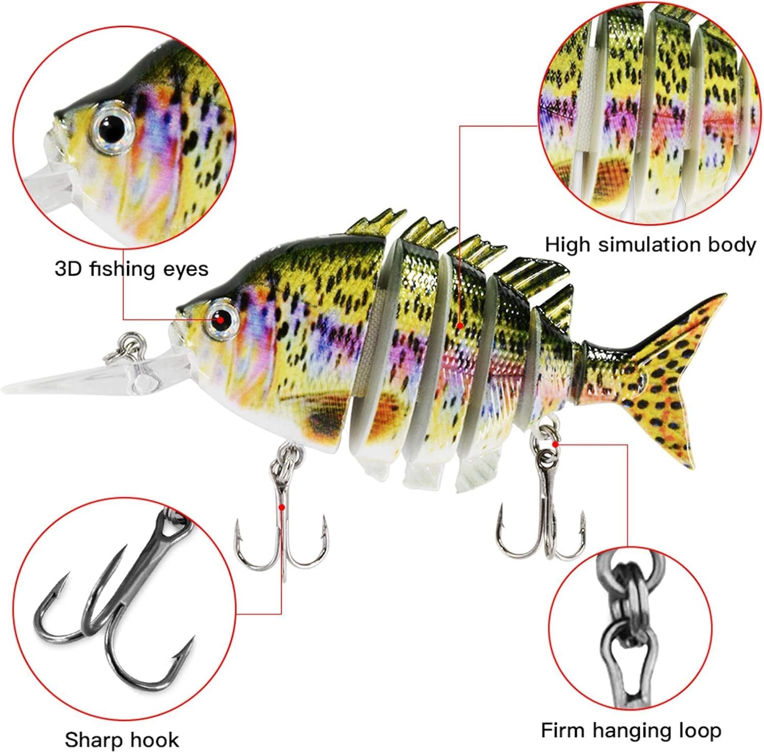 Fishing Lures for Bass Trout Topwater Multi Jointed Swimbaits