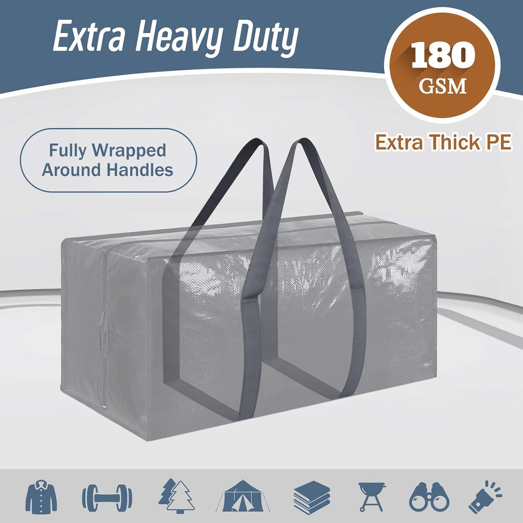 6 Pack Extra Heavy Duty Large Moving Bags with Strong Zipper, Gray