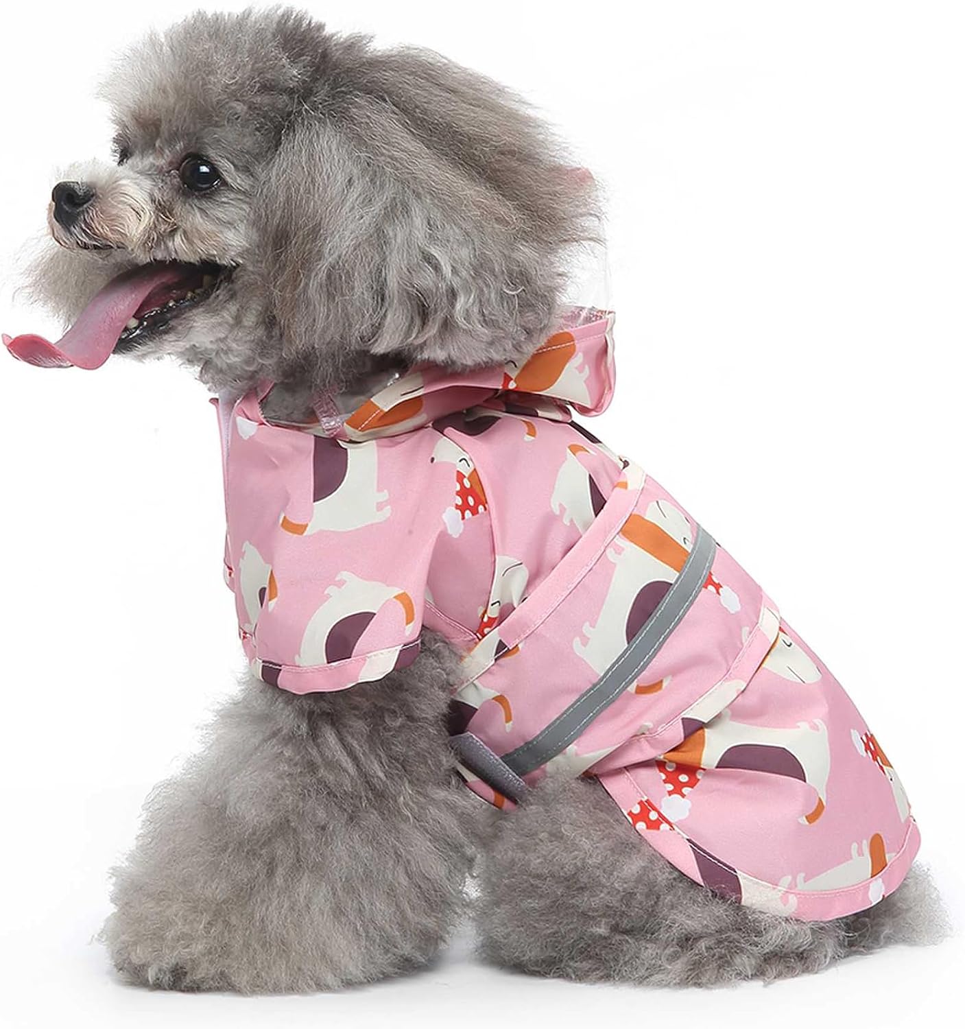Dog Raincoat Hooded Reflective Waterproof Slicker Poncho