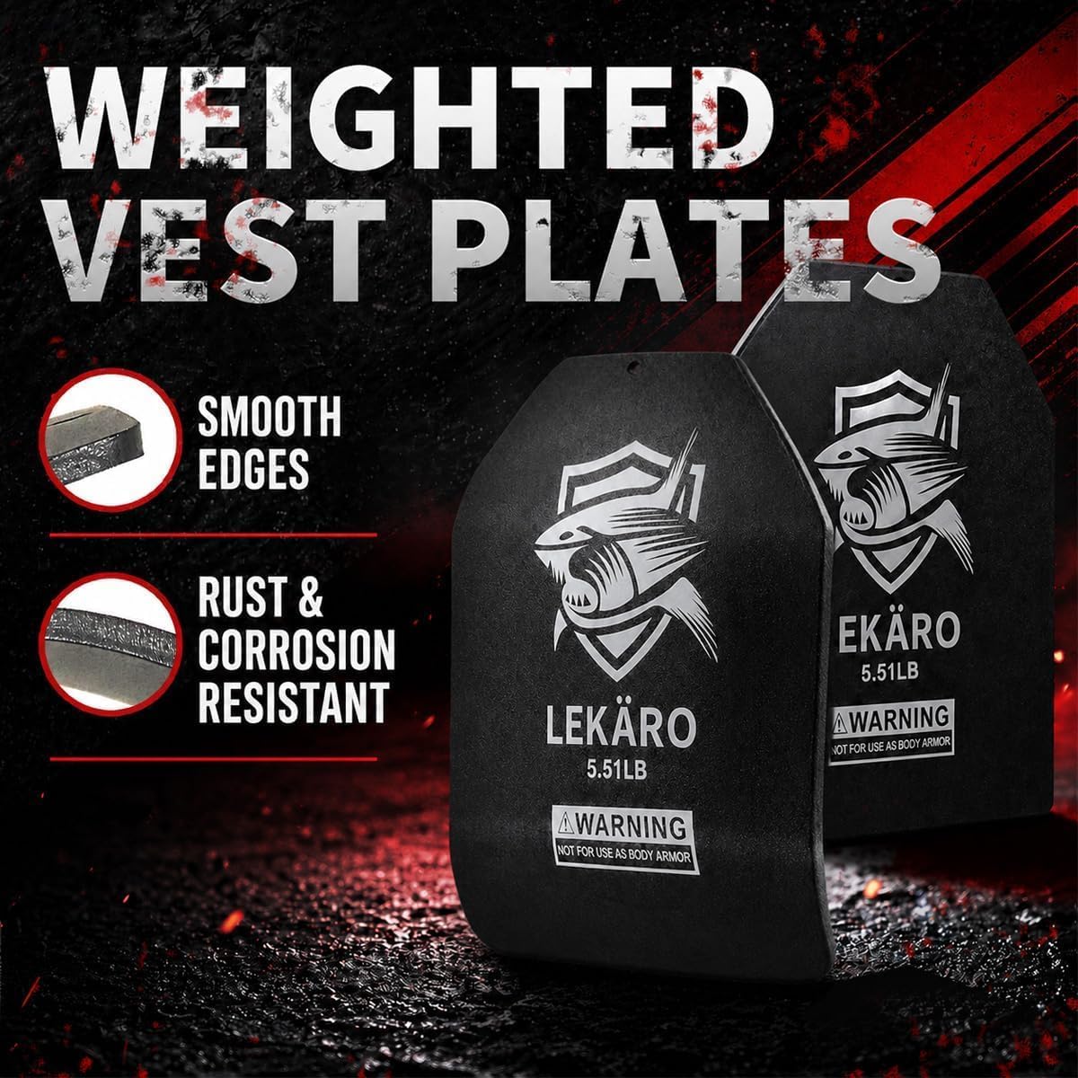 Weighted Vest Plates Set, Curved Front and Flat Back Weight Plates, 9.8 x 11 Inch, Ergonomic for Men and Women, Rust Resistant, CrossFit, Murph, Rucking, Strength Training