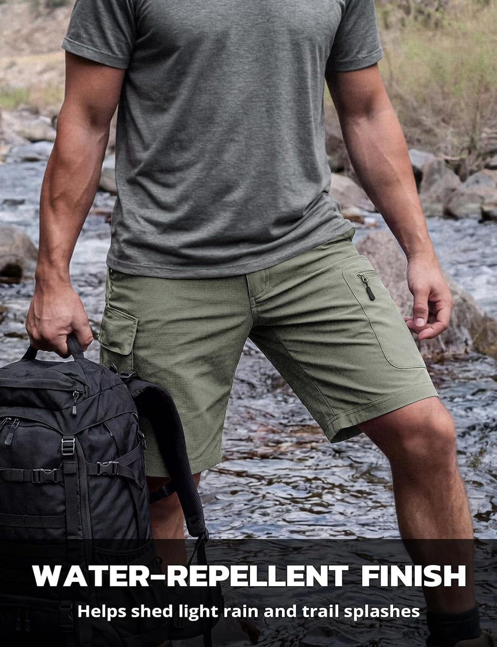 Hiauspor Men's Hiking Cargo Shorts: Quick Dry Lightweight with 6 Pockets