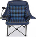 Oversized Camping Chairs for Adults- Heavy Duty Extra Large Lawn Chair,Folding Comfy Padded Camp Chair for Outdoor Sports Garden Beach,Wide&Thick,Blue Plaid