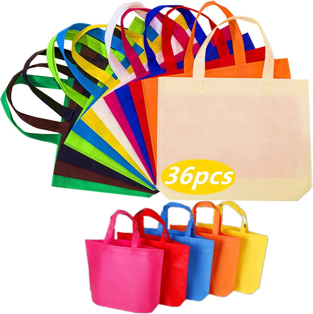 36 Pack 13" 12 Colors Multi-Color Reusable Tote Gift One Side Blank Non-woven Colored Treat, Fabric Tote, Commodity snack bag