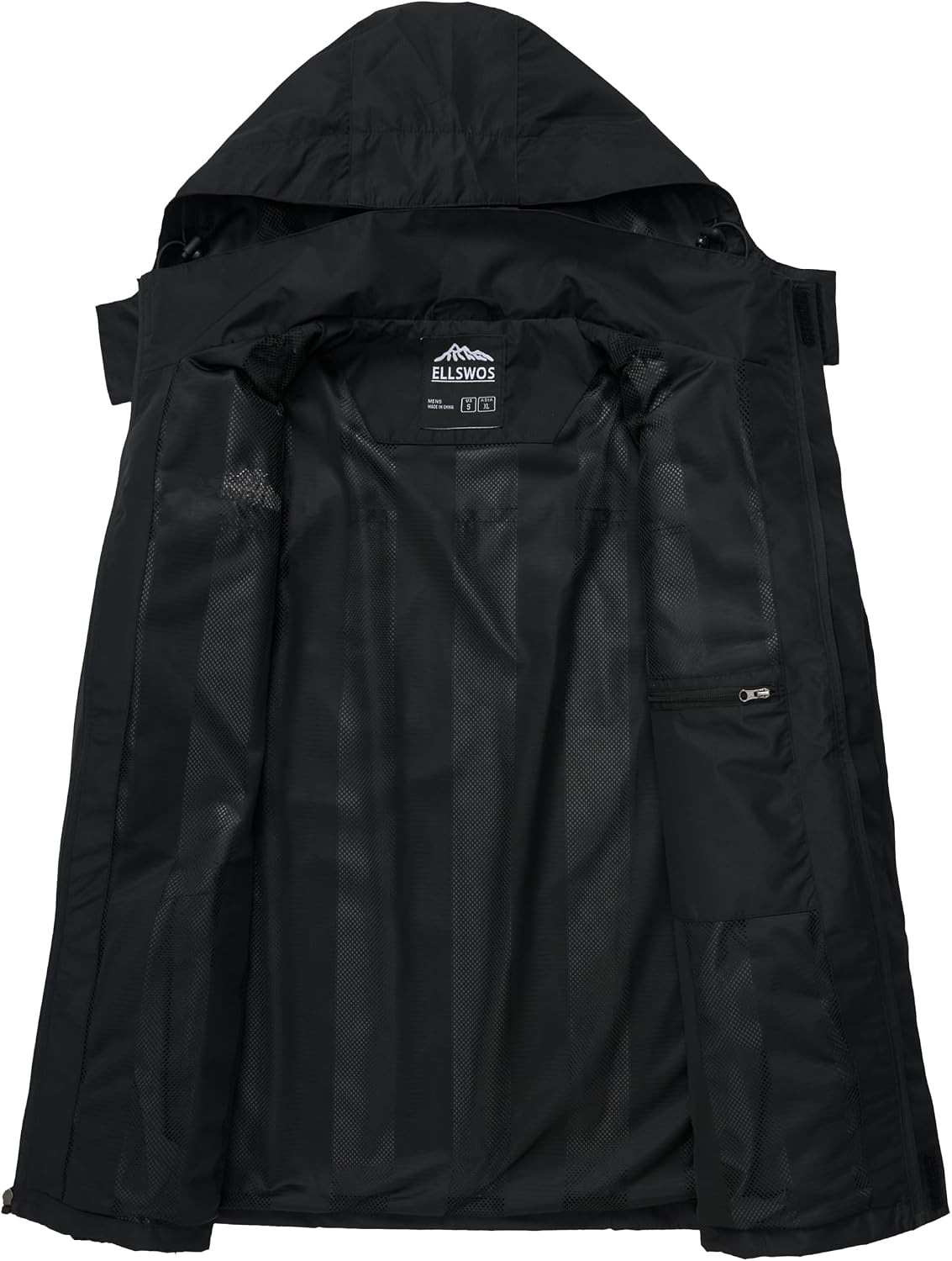 ELLSWOS Men's Lightweight Waterproof Rain Jacket with Detachable Hood