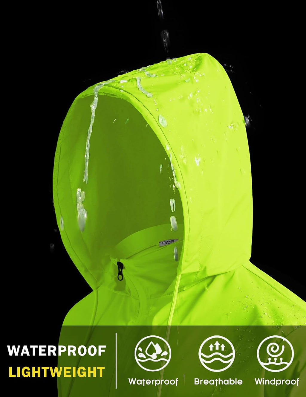 COOFANDY Men's Light Rain Jacket Packable Waterproof Raincoat Windbreaker