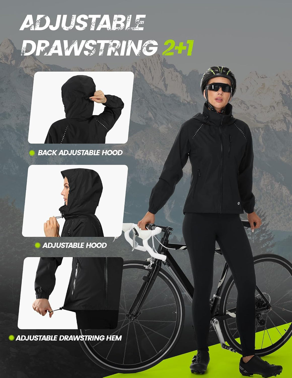 Nepest Womens Cycling Rain Jackets Biking Windbreaker with Hood UPF 50+
