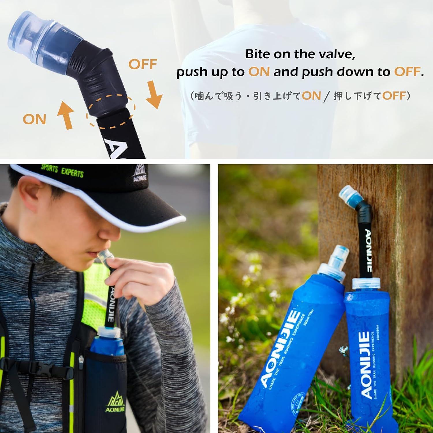 TRIWONDER Collapsible Water Bottles TPU Soft Flask Running Bottles BPA-Free Sports Flasks for Hiking Climbing Camping (500ml/16.91oz with Straws - Pack of 2)