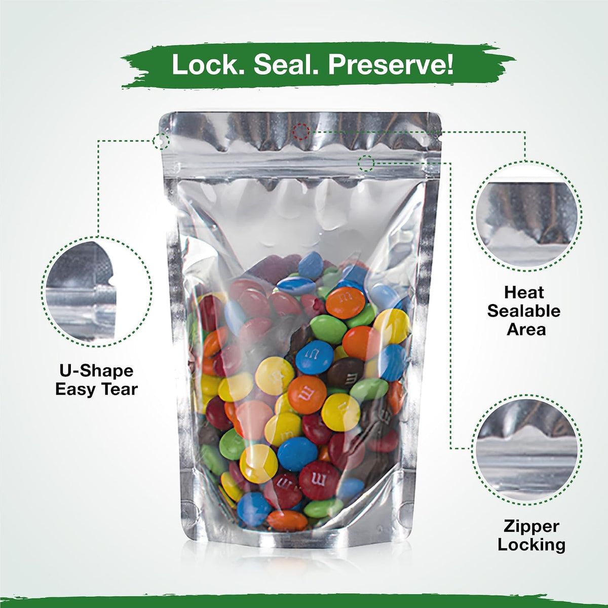 4x6 Mylar Bags for Food Storage with 7.5mil Thick - Pack Of 100