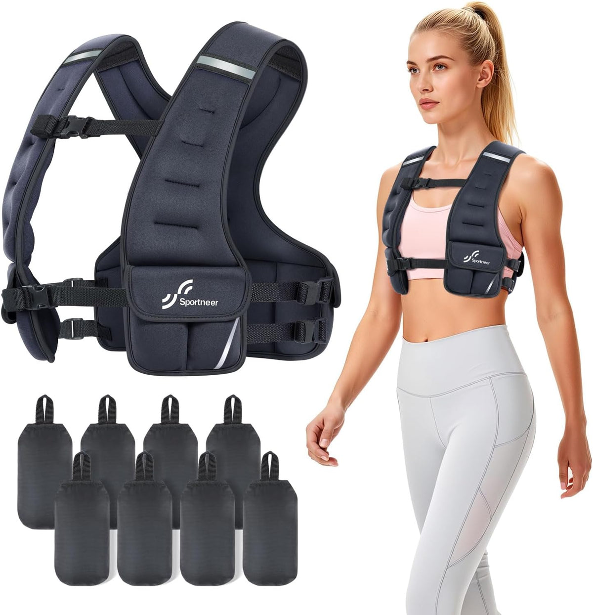 Sportneer Adjustable Weighted Vest Woman 10-18lb Gym Training Walking Vest