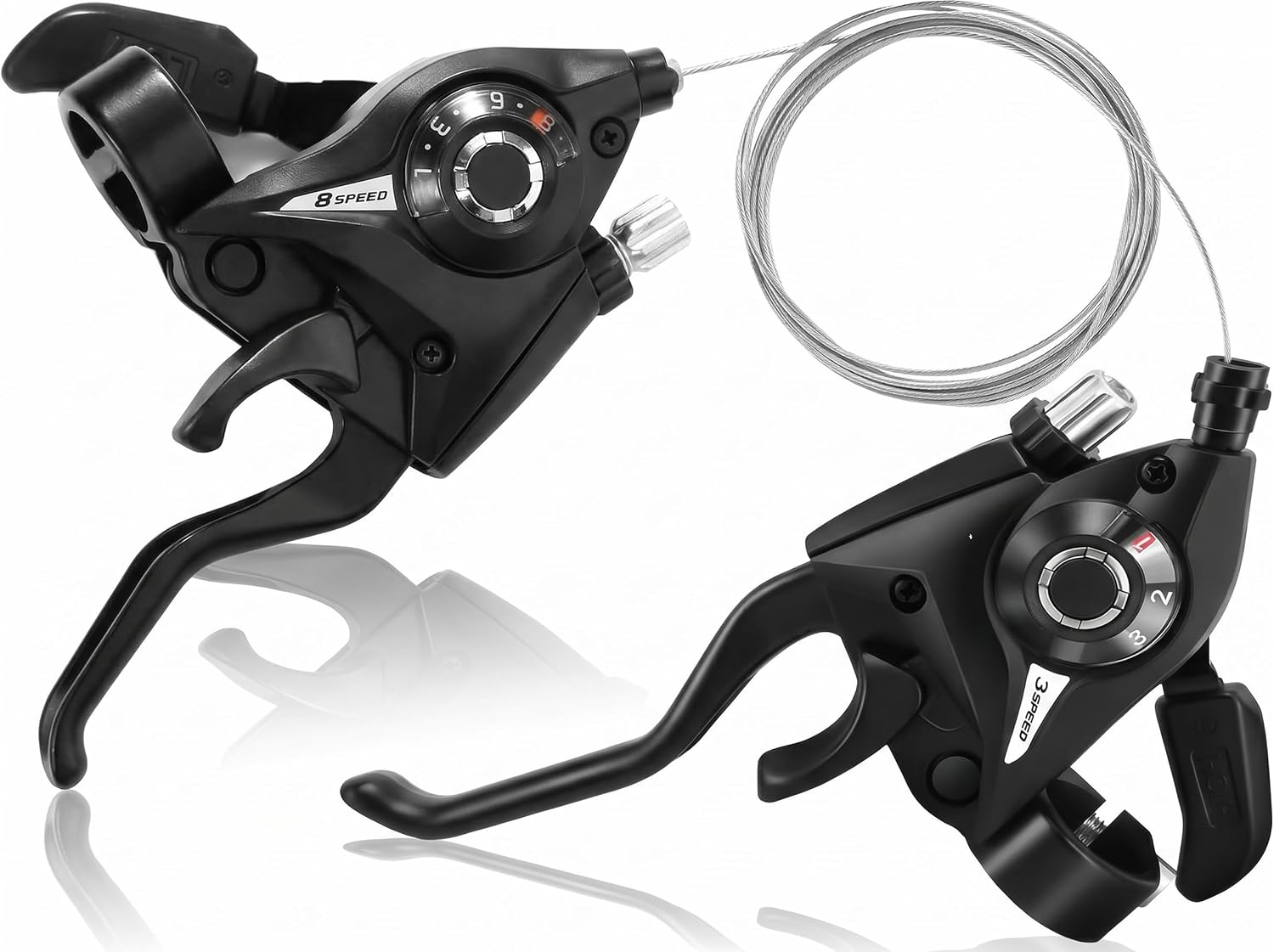 3x7 Speed Bike Shifter Brake Levers Combo, 21-Speed Integrated Bicycle Gear Shifter Set with Visual Gear Indicator & Stainless Steel Shift Cables, Replacement Parts for Mountain Bike, Road Bike, MTB