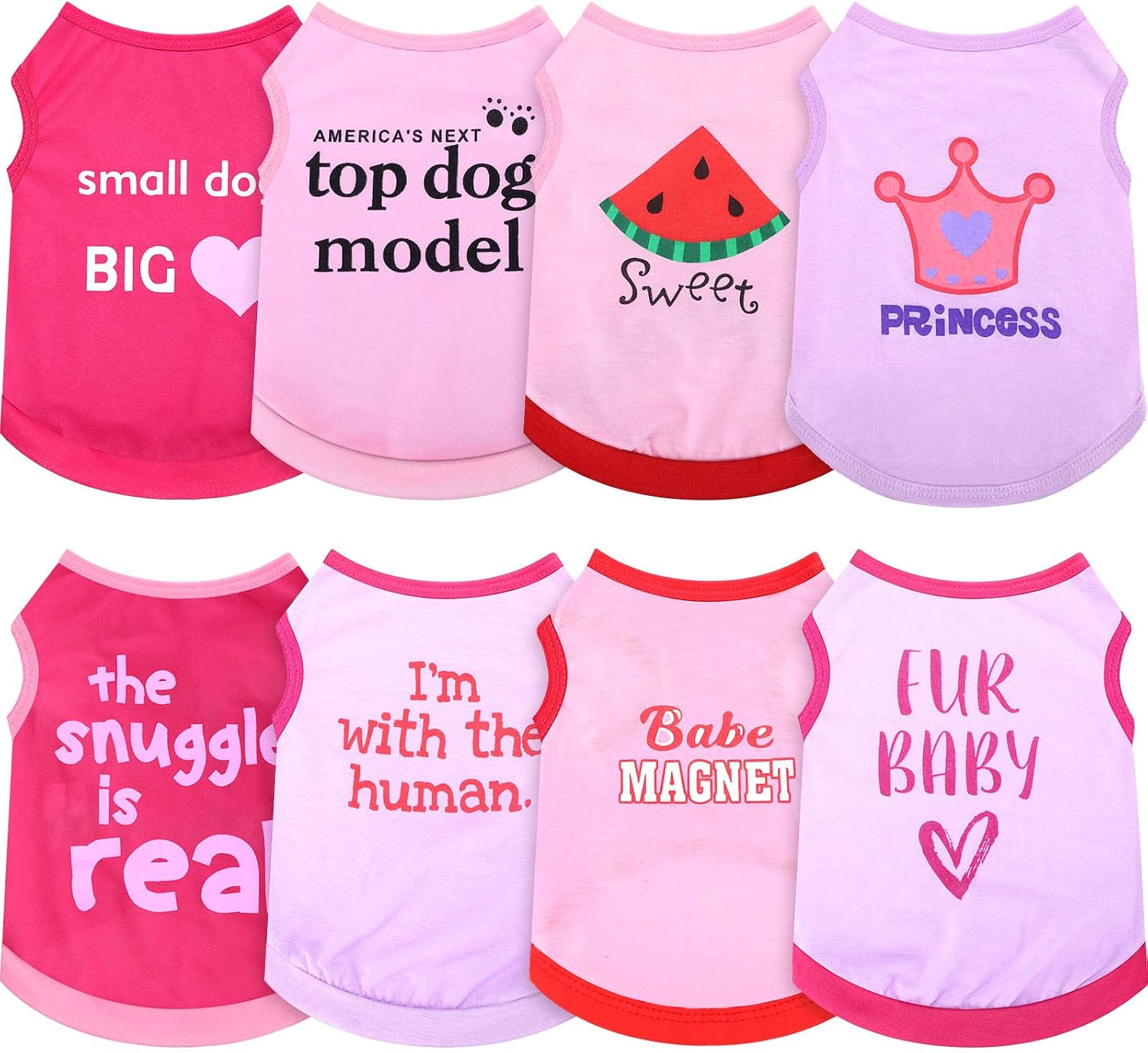 Reginary 8 Pcs Dog Shirts Girl Small Dog Clothes, Vivid Pattern, X-Small