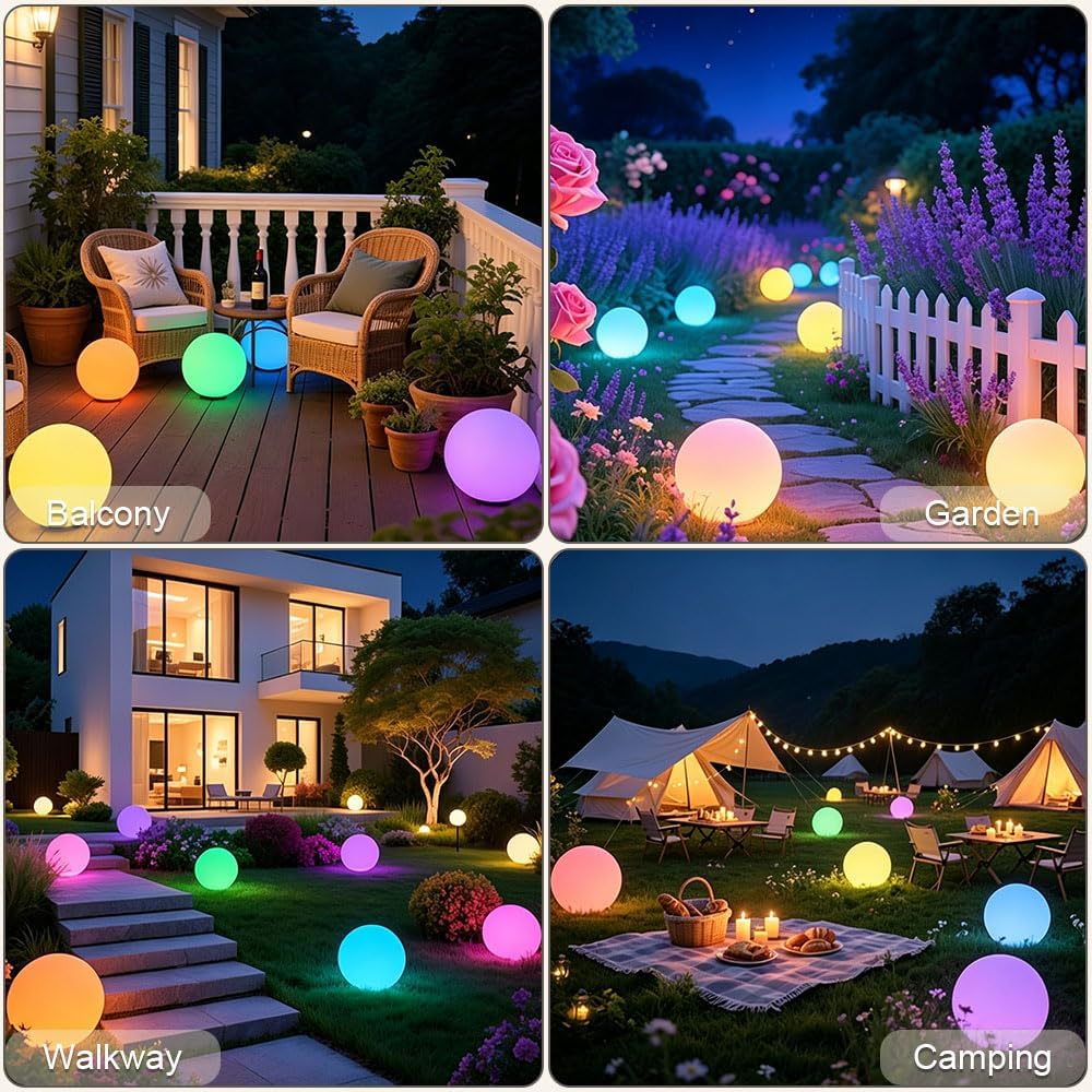 10-inch Glowing LED Ball Light, Dimmable Color Changing LED Globe Orb Light