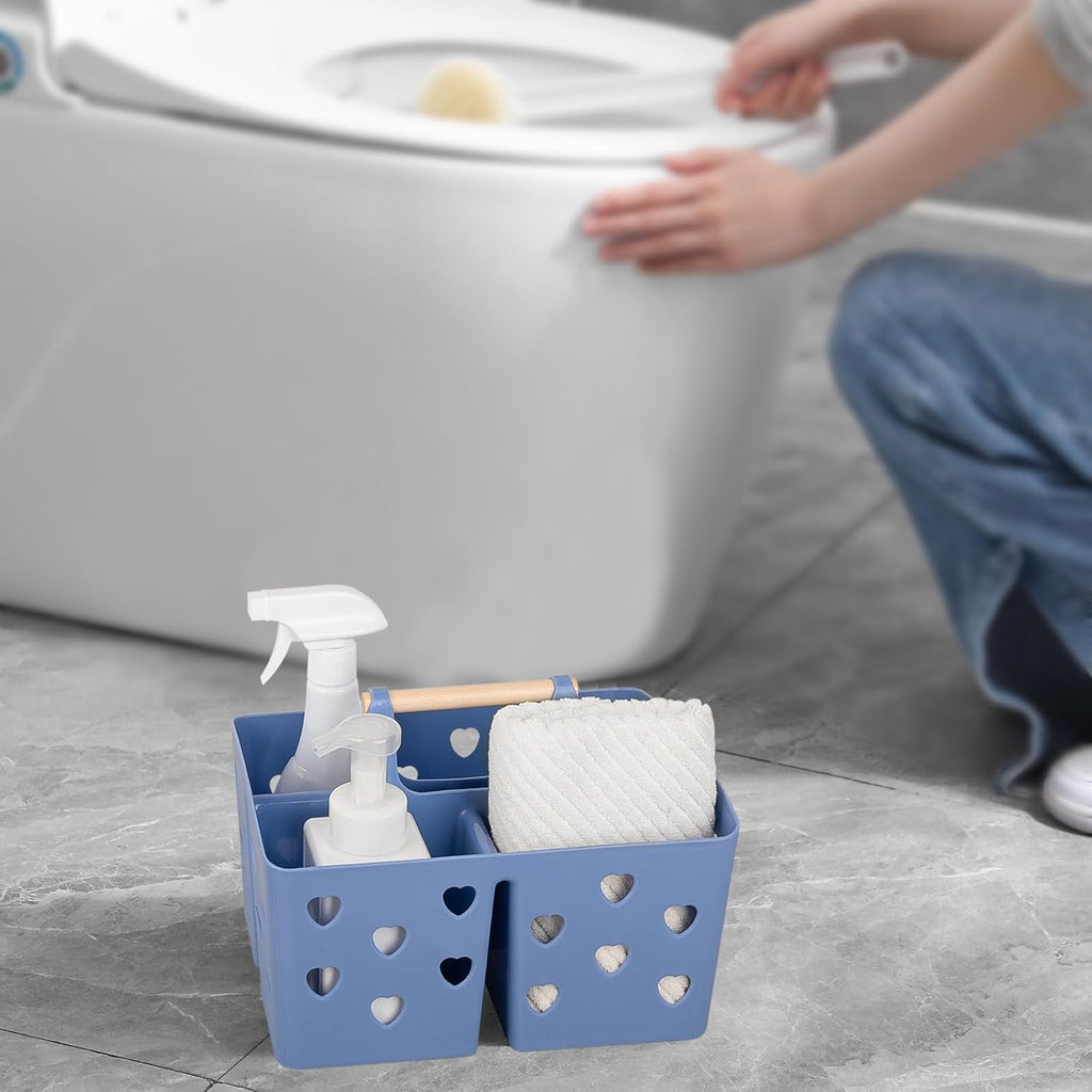 Portable Shower Caddy Plastic Shower Basket Organizer with Handle Dark Blue