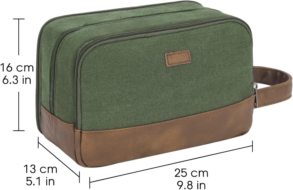 WANDF Travel Toiletry Bag for Men, Canvas Shaving Dopp Kit
