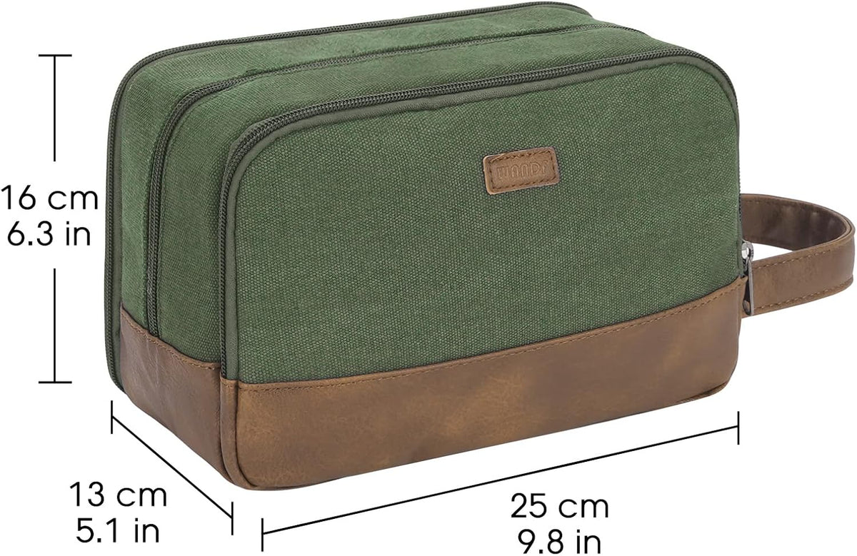 WANDF Travel Toiletry Bag for Men, Canvas Shaving Dopp Kit