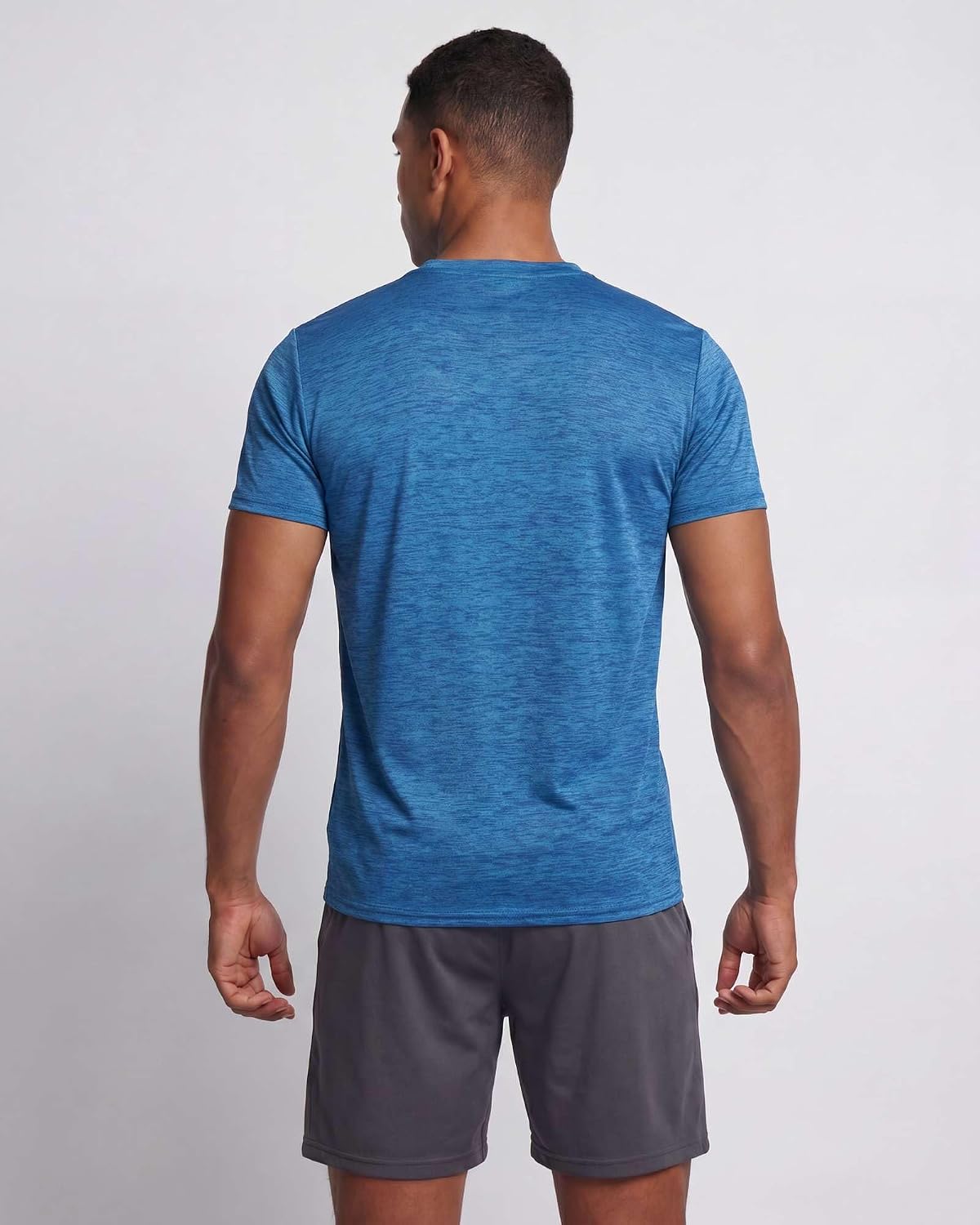 5 Pack Men's Dry Fit Workout T Shirts Crew Neck Athletic Gym Running Tees