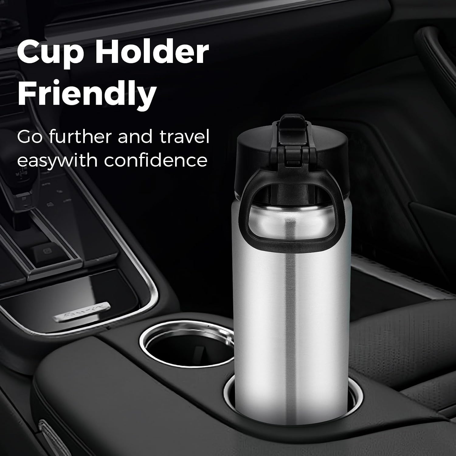 Neihepal 22 oz Insulated Water Bottles Bulk, Double Walled Vacuum Stainless Steel Water Bottle Multipack with Leak Proof Straw Lid for Men, Adults, Kids, Gym, Sports (Silver,4 Pack)