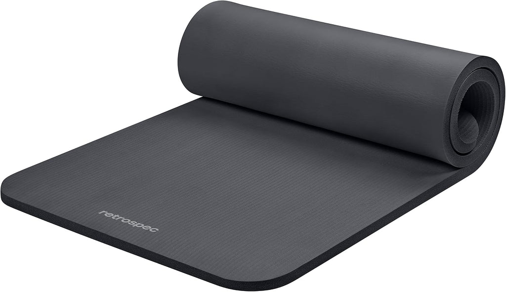 Retrospec Solana Yoga Mat 1" Thick w/Nylon Strap for Men & Women - Non Slip Exercise Mat for Home Yoga, Pilates, Stretching, Floor & Fitness Workouts