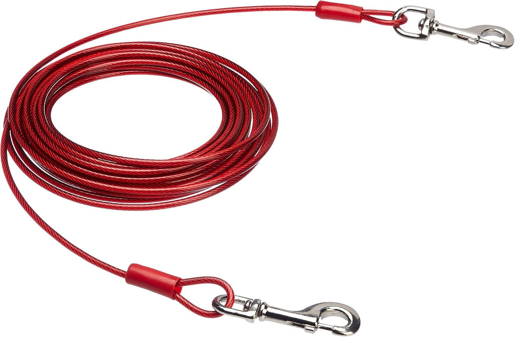 Amazon Basics Tie-Out Cable for Dogs up to 90 lbs, Weather Resistant, Rust-Free, 25 feet, Set of 2, White