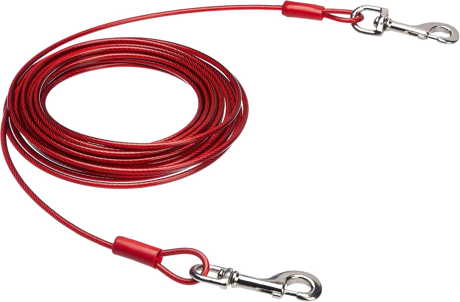Amazon Basics Tie-Out Cable for Dogs up to 90 lbs, Weather Resistant, Rust-Free, 25 feet, Set of 2, White