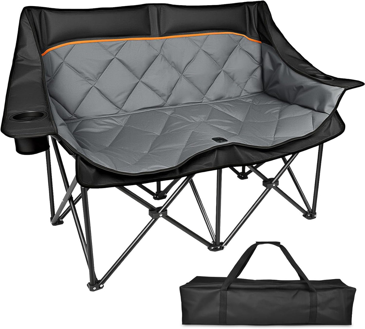Double Camping Chair, Heavy Duty Folding Loveseat Camping Chairs, Blue