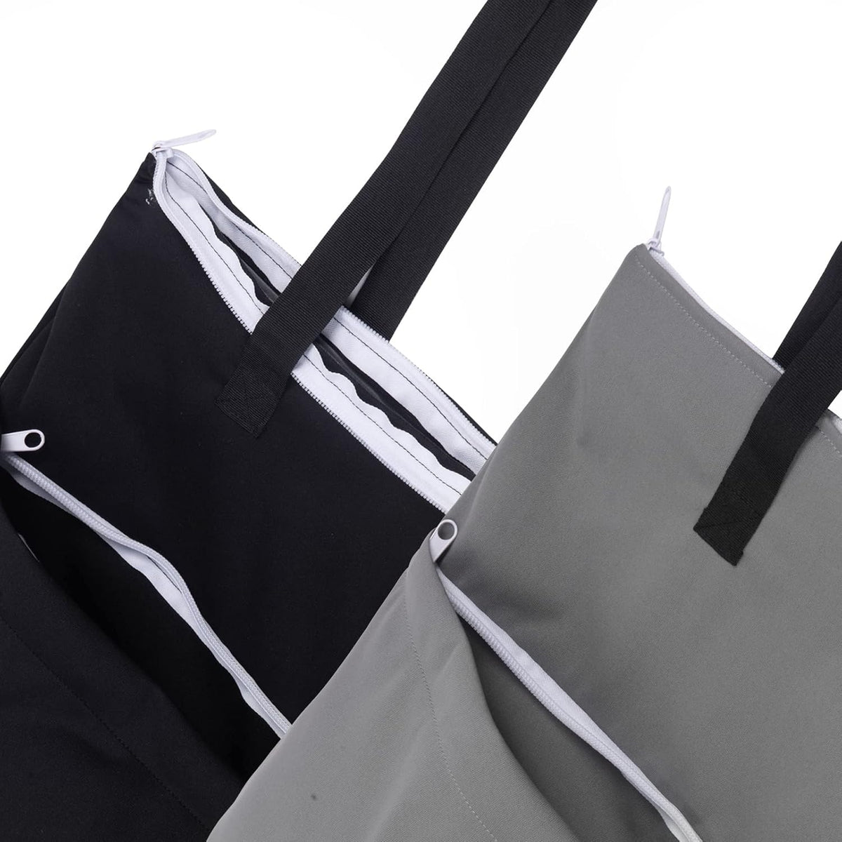 ALVA ALVABABY 2 Pack Large Wet Dry Bag Waterproof Hanging Cloth Diaper with Double Zippered Pockets 25x18 inches (Black and grey)
