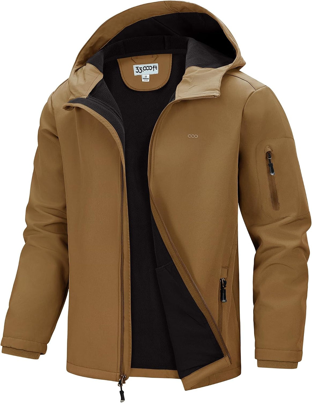 33,000ft Men's Hooded Fleece Lined Rain Shell Jacket Waterproof Lightweight