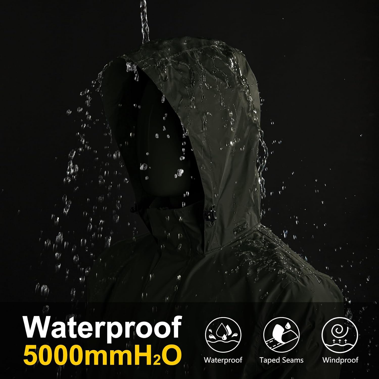 33,000ft Men's Packable Rain Jacket Lightweight Waterproof Golf Raincoat