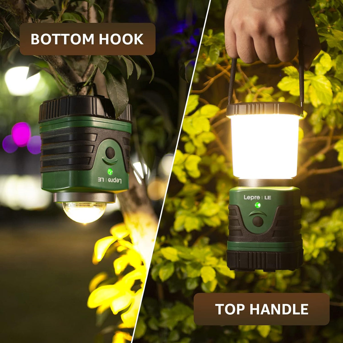 Lepro 1000LM LED Camping Lantern Rechargeable, 4400mAh, 4 Light Modes