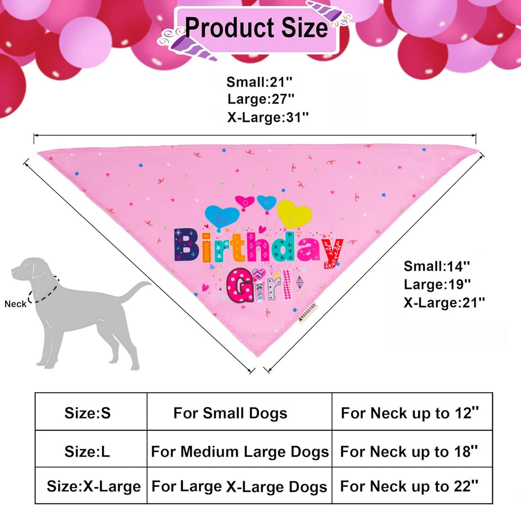 ADOGGYGO Dog Birthday Hat, Pink Birthday Girl Bandana Set, Small